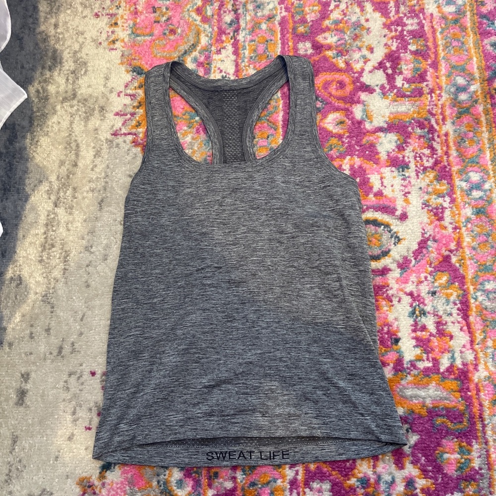 Gray Lululemon race length swiftly tech tank